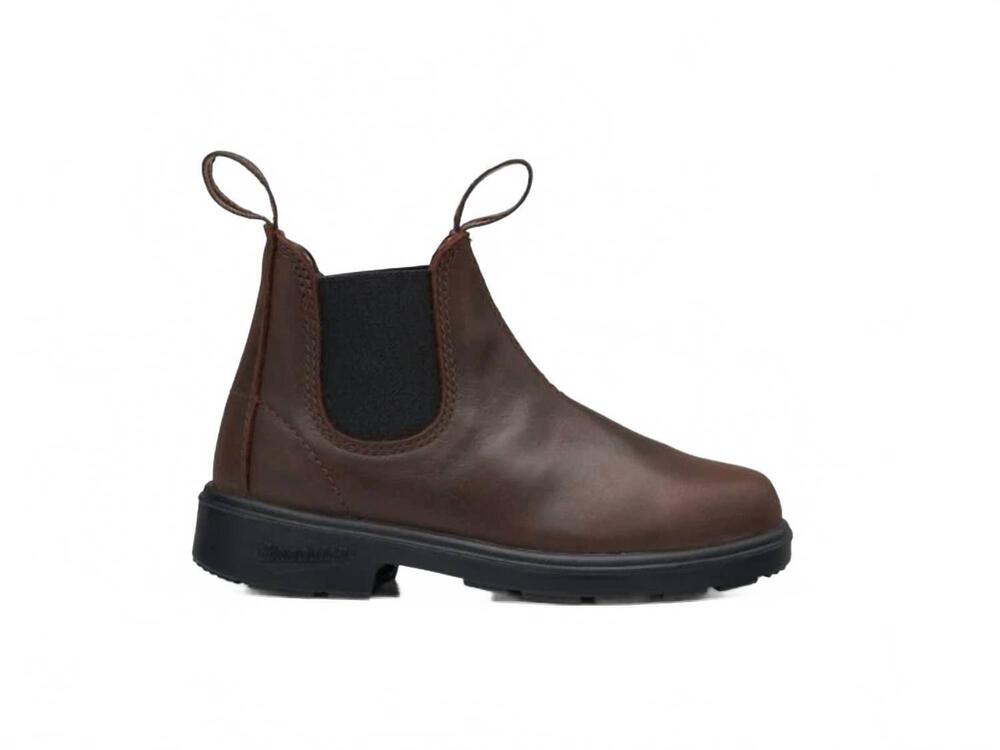 NEW BLUNDSTONE kids' chelsea leather boot in antique brown